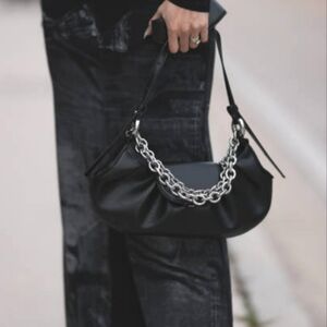 Apple Rind Vegan Edgy Shoulder Bag, Sustainably Made, Silver Chain - Themoirè